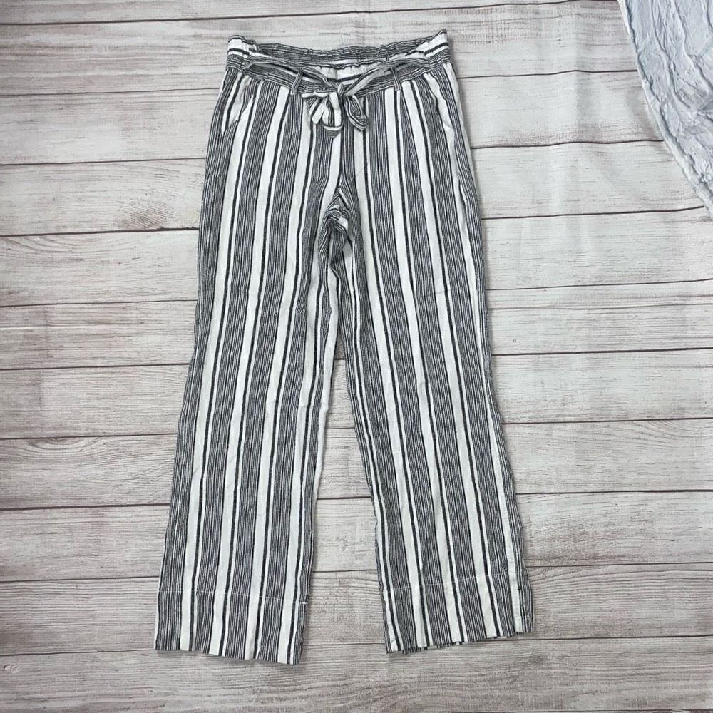 Jolt paper bag striped high waist pants w/tie belt & front pockets sz M women